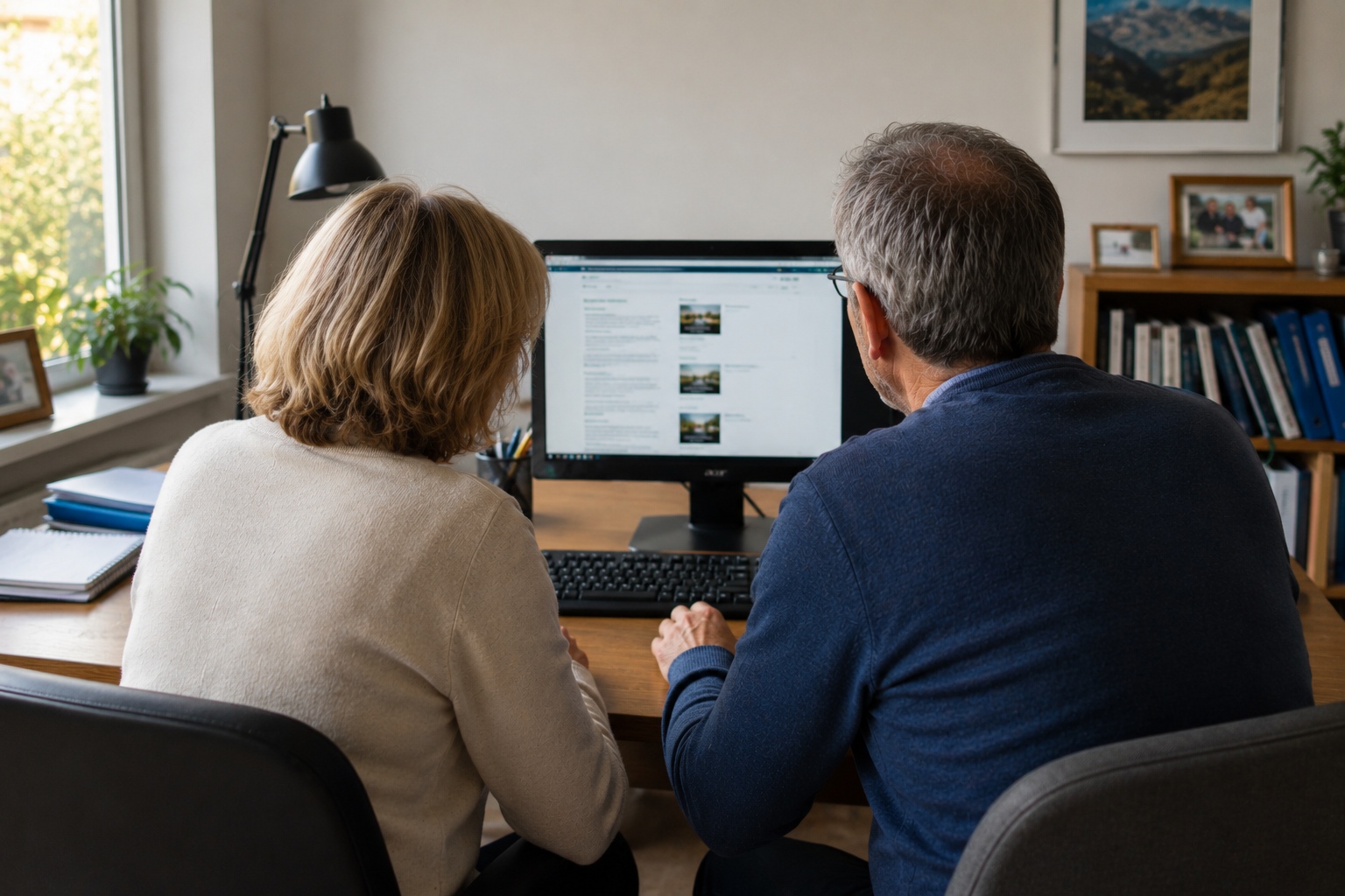 Formation informatique pour seniors - deux personnes devant un ordinateur